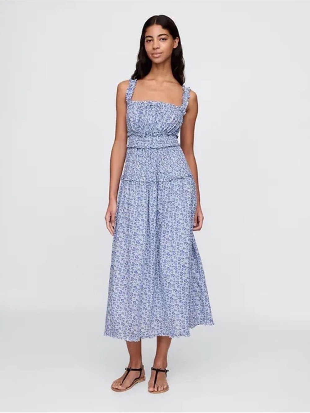 Gap x DOEN Sm NWOT Smocked Floral Midi Dress